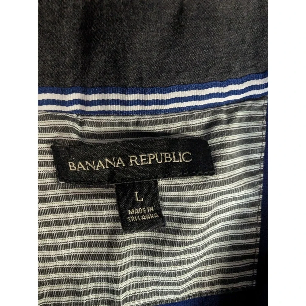 Banana Republic Men's L Half Zip Pullover Sweater Military Blue Elbow Patches